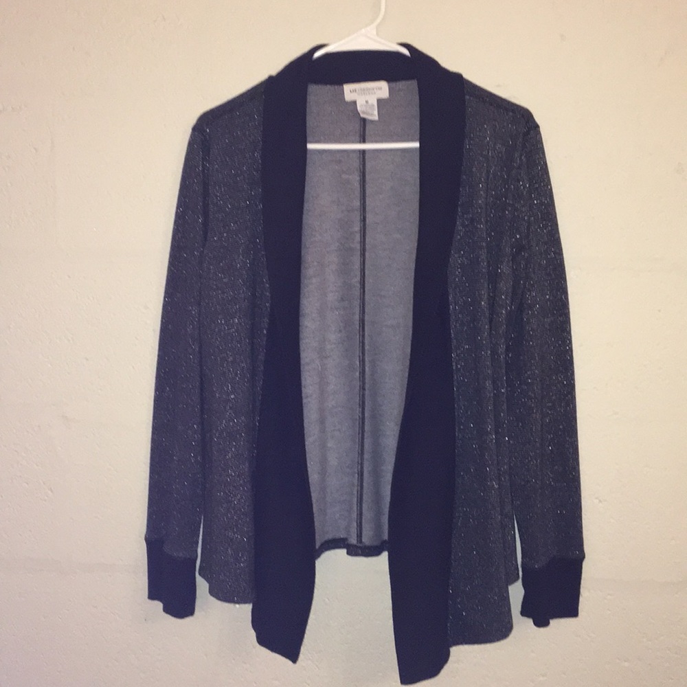 Liz Claiborne cardigan black & silver glimmer
